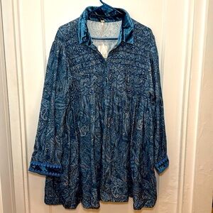 Free People Lucille Corduroy Mini Dress – Blue | Size M | NWT